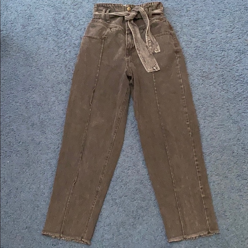 High Waisted Blackish-Grey Pants